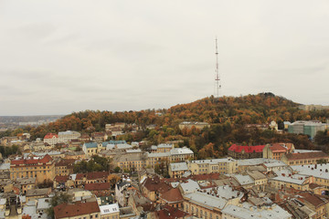 LVOV, UKRAINE - OCT. 20: Top view on a High Castle.20.10.2013