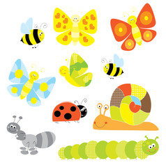 spring set of happy little creatures - vectors