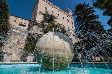 Fountain in the Republic of San Marino marble ball in centre