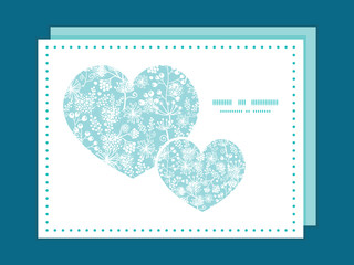 Vector blue and white lace garden plants heart symbol frame