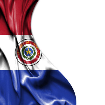 Paraguay waving satin flag isolated on white background