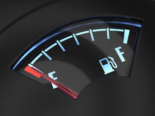 Naklejka premium Gas gage with the needle indicating an empty tank. Crisis no fue