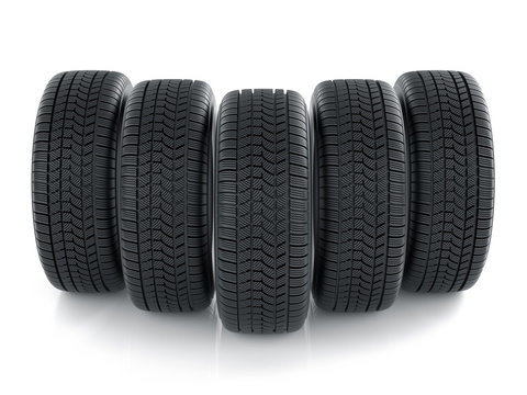 High detaled tyres isolated on white background