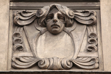 Floral ornamental decoration on the Art Nouveau building