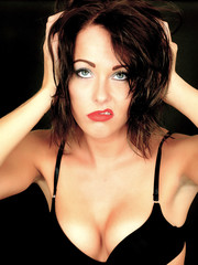 Sexy Young Woman Wearing Black Bra