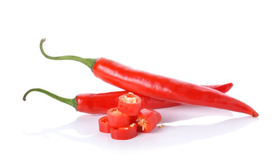 Red chili pepper on white background