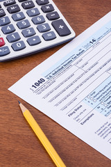 Obraz premium Federal Income Tax form 1040 for the 2014 tax year
