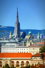 Fototapeta na wymiar Vienna cityscape. Filtered color.