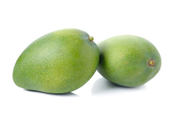 green mango on white background