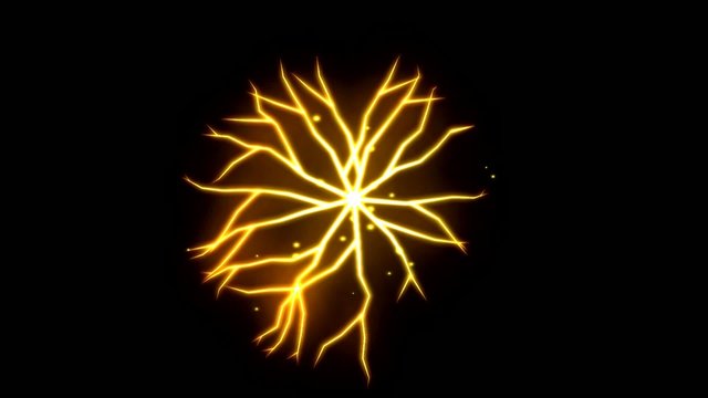 Abstract Lightning Circle, Growing Branches - Yellow