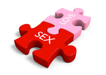 Sex and love puzzle pieces for sensuality themes or education