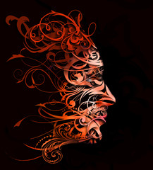 abstract flourish portrait