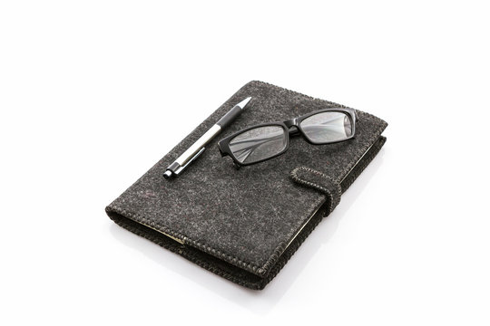 Black fabric case book.