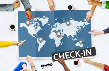 Check In Travel Locations Global World Tour Concept