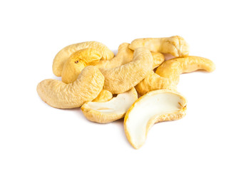 Cashew nuts isolated in white background