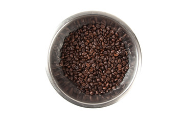 Roasted coffee beans in a bowl