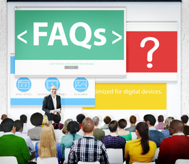 Digital Online FAQs Community Office Working Concept