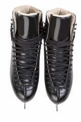 Top View of Professional Mens Figure Skates Isolated Over White