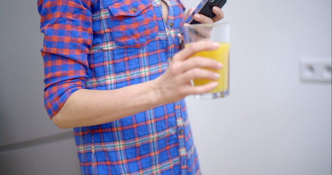 Sexy Bottomless Woman Drinking Orange Juice