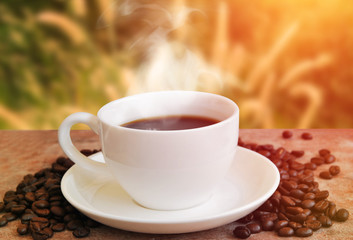 Coffee cup with outdoor background
