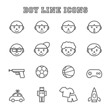 boy line icons