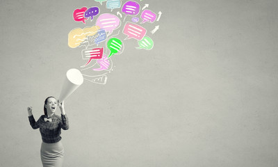 Woman announcing something