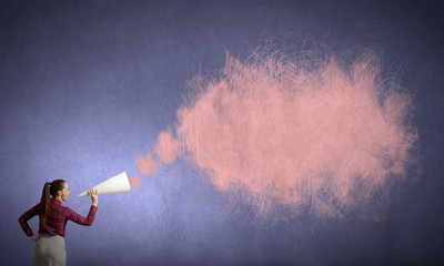 Woman announcing something