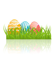 Easter background with paschal ornamental eggs