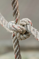 Old fishing boat rope with a Tied Knot