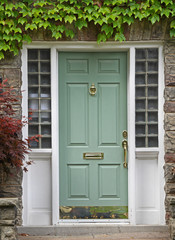 front door with ivy