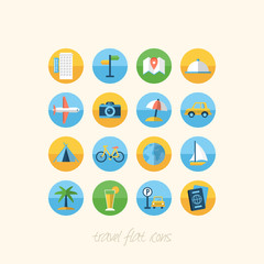 Travel flat icons set for design