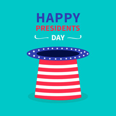 Big hat stars and strip Presidents Day background flat design