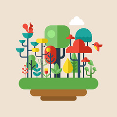 Forest flat modern icons. Environment and ecology concept