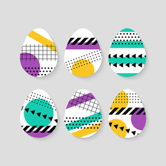 Modern easter eggs decorations with abstract geometrical shapes