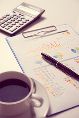 Pen and report paper, business conceptual