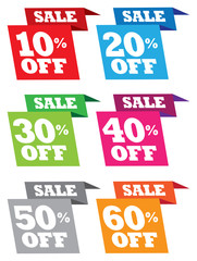 Sale labels isolated on white background