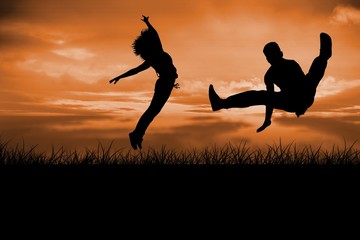 Composite image of cool break dancer