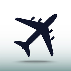 Airplane icon, vector illustration. Flat design style