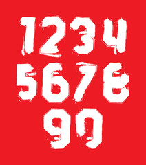 Hand drawn stroked numerals, collection of unusual watercolor nu