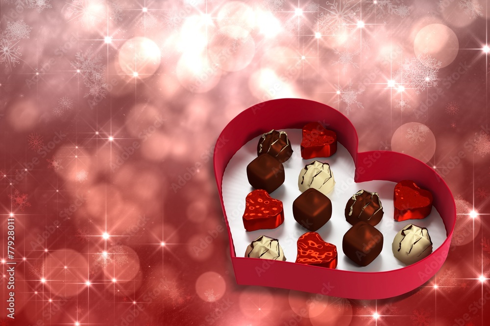 Poster composite image of heart shaped box of candy