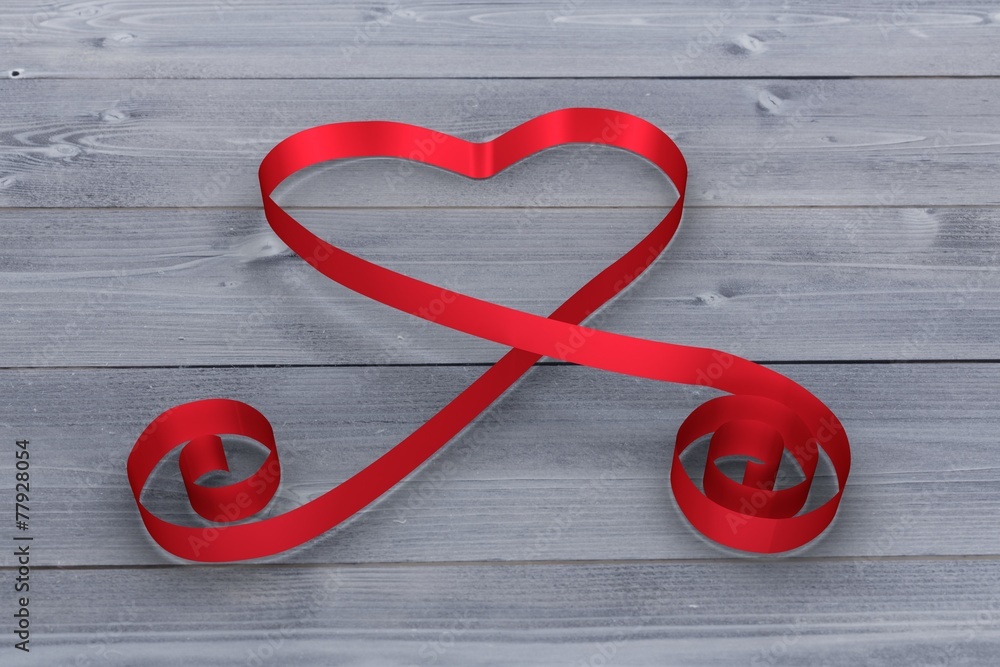 Poster large red ribbon in a heart shape