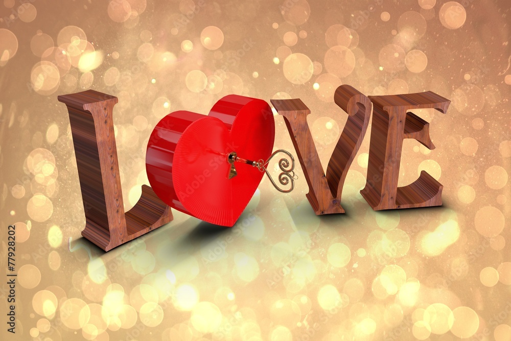 Poster composite image of love with lock and key