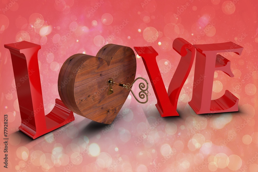 Poster Composite image of love with lock and key