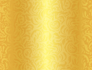 Luxury golden background with damask floral pattern