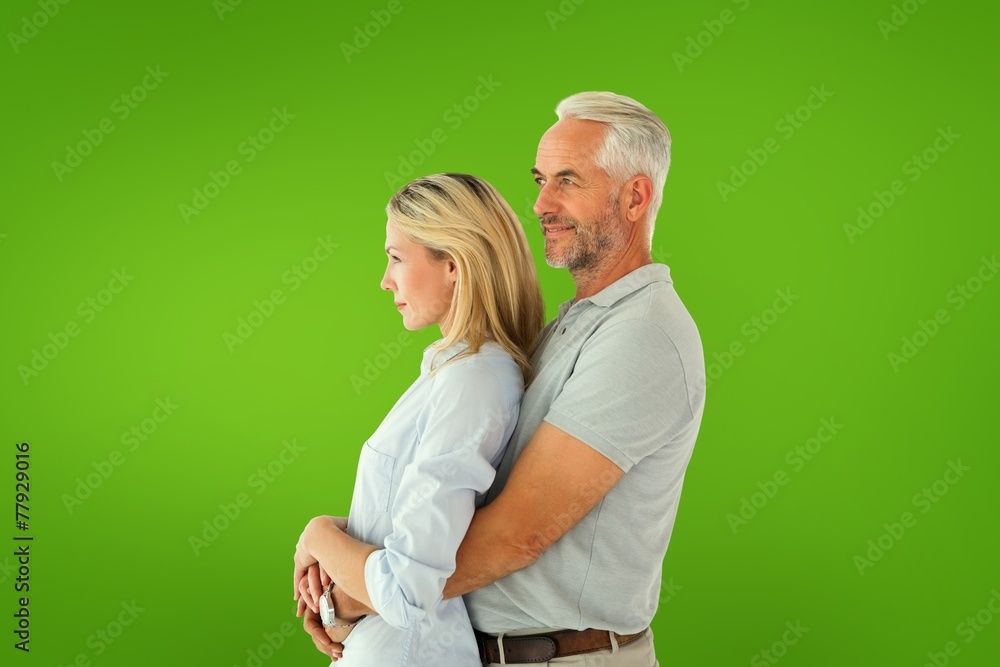 Aufkleber composite image of happy couple smiling and embracing