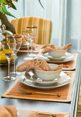 Ceramic tableware on the table