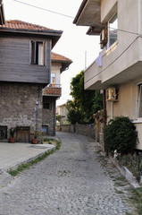 Fototapeta na wymiar Street of the old town of Nesebar in Bulgaria