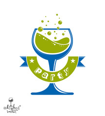 Alcohol theme vector art illustration. Festive goblet with decor