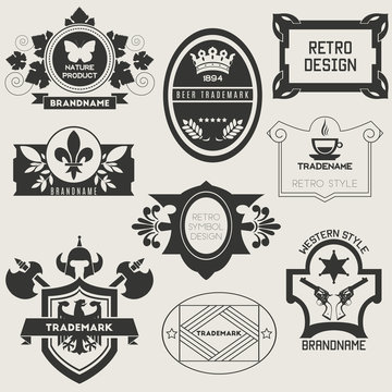 Retro Vintage Insignias or Logotypes. Vector set