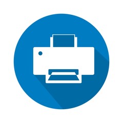 Icono impresora azul botón sombra